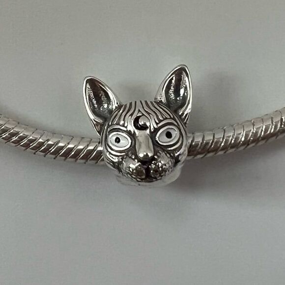 Sphynx Cat S925 Sterling Silver, Pandora Moments Compatible Charm - Picture 2 of 10